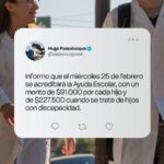 Passalacqua informó la acreditación de la ayuda escolar para el 25 de febrero