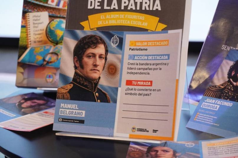 Álbum de figuritas con héroes de la patria: la propuesta que llega a las aulas correntinas