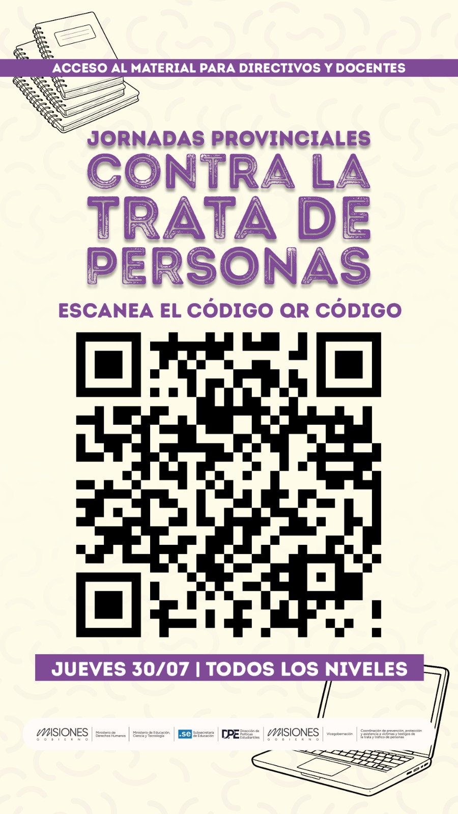 Escuelas abordarán la prevención de la trata de personas en una jornada provincial